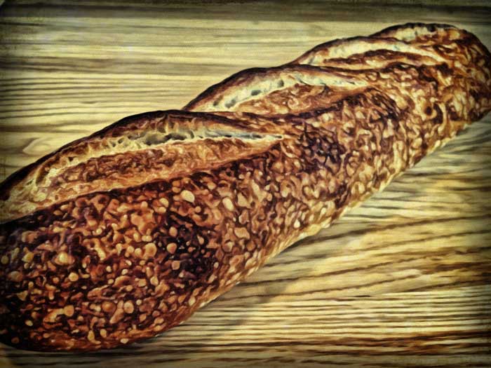 50% whole grain baguette